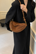 Suede-Look Crescent Shoulder Bag