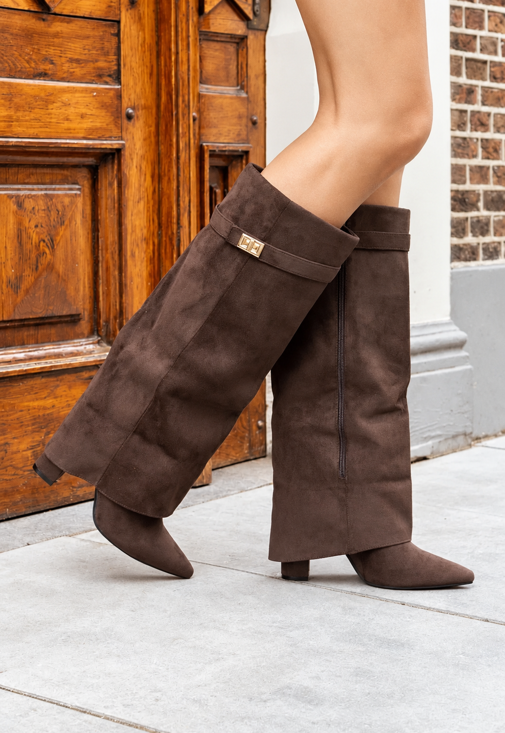 Black Knee-High Pointed-Toe Boots