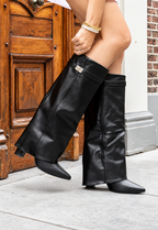 Black Knee-High Pointed-Toe Boots