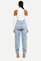 Cutout Panel Baggy Jeans