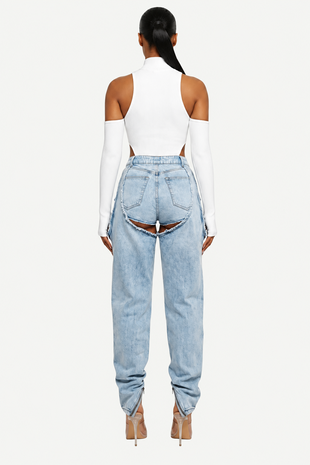 Cutout Panel Baggy Jeans