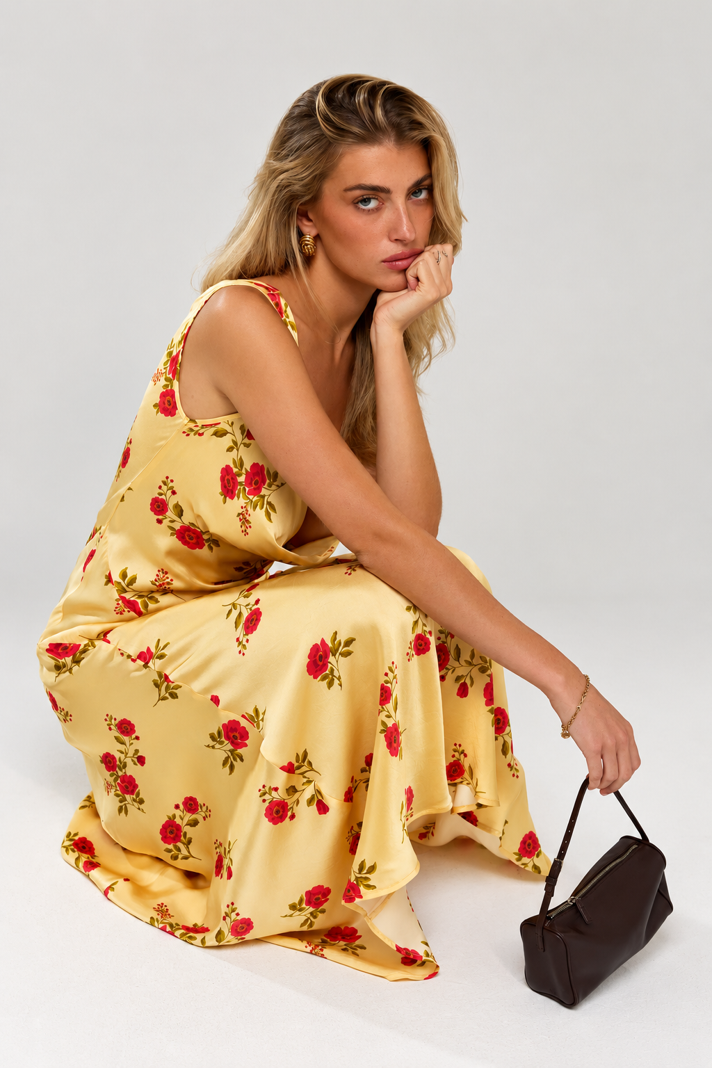 Floral Ruched Maxi Dress