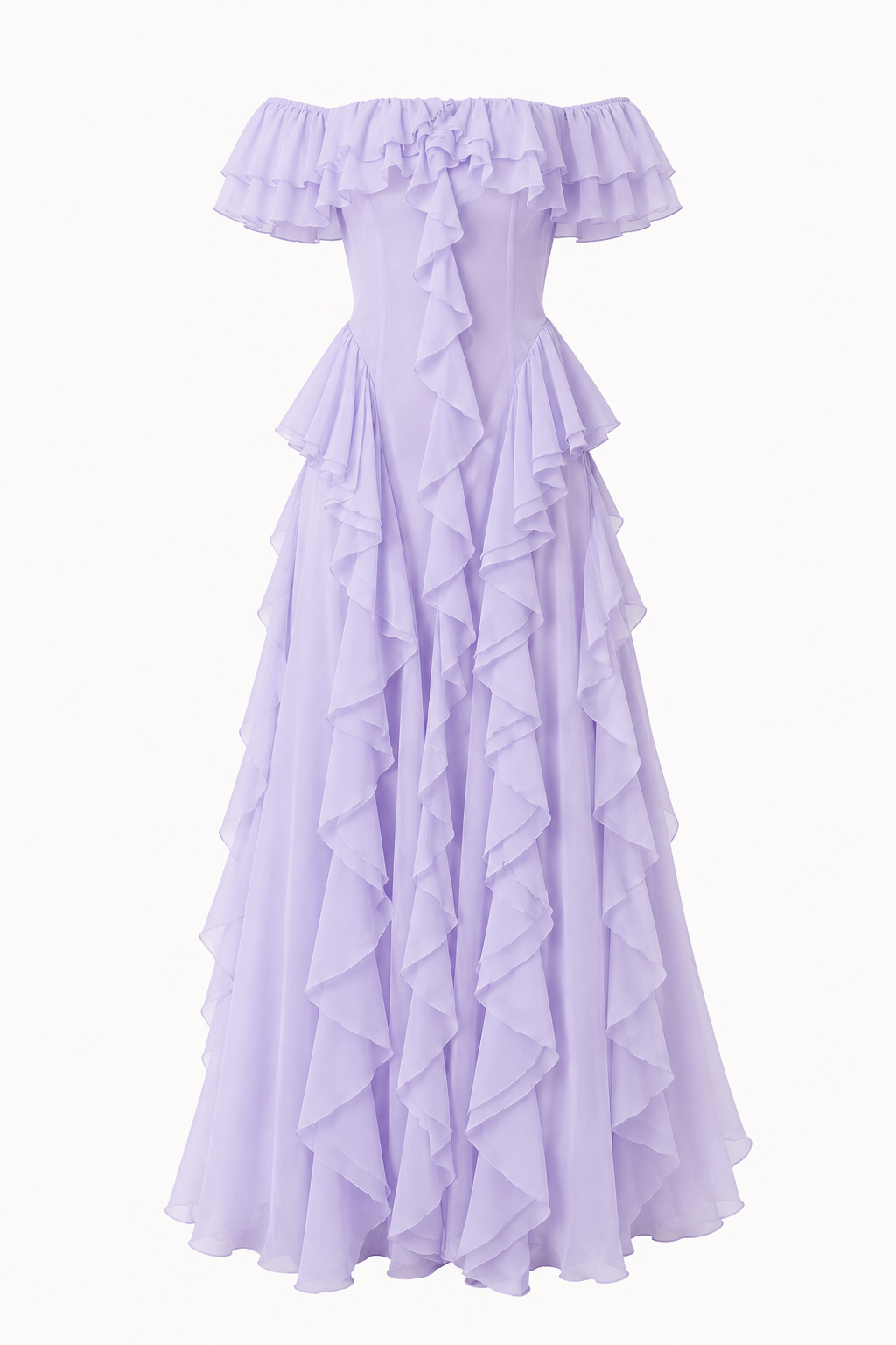 Romantic Off-Shoulder Ruffle Maxi Dress