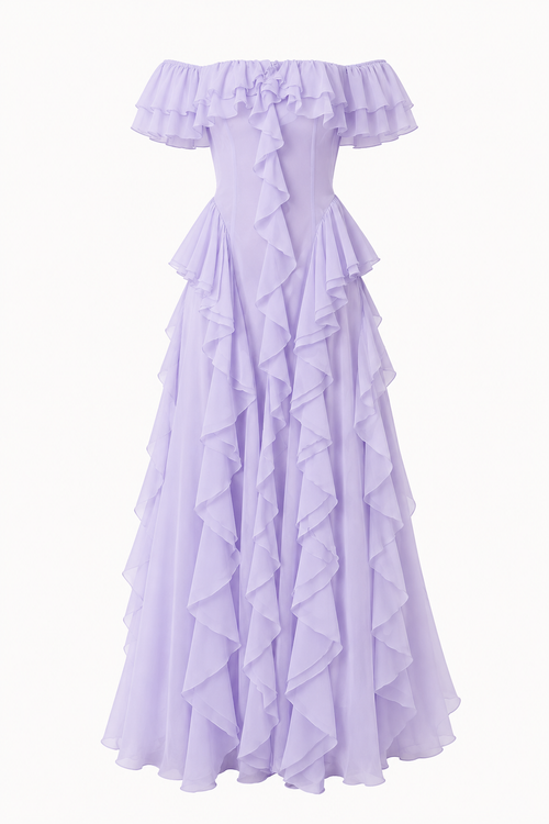 Romantic Off-Shoulder Ruffle Maxi Dress