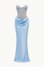 Strapless Lace Corset Maxi Dress