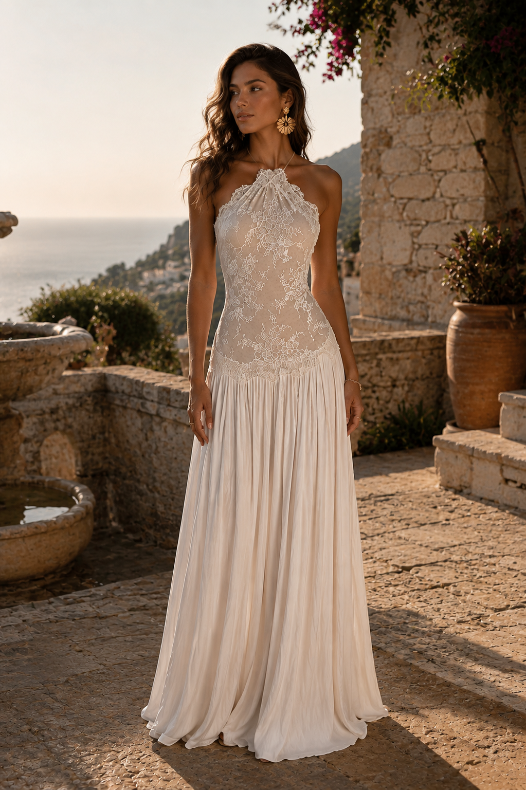 Lace Halter Maxi Dress