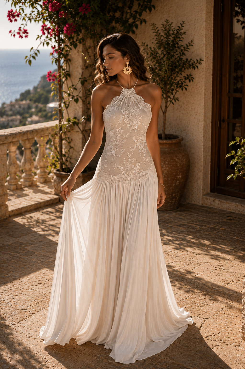 Lace Halter Maxi Dress
