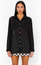 Cropped Button-Up Blouse