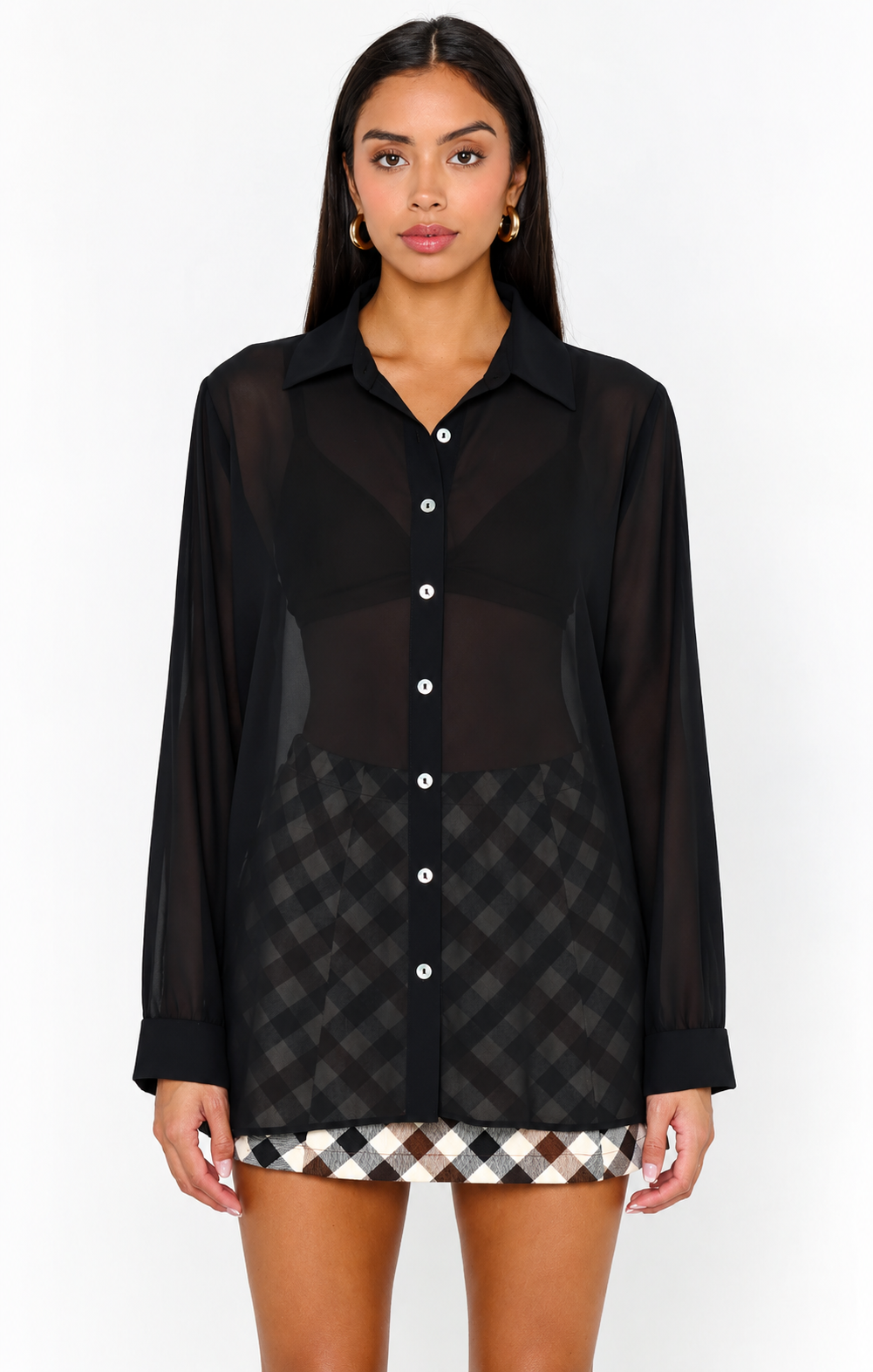 Cropped Button-Up Blouse