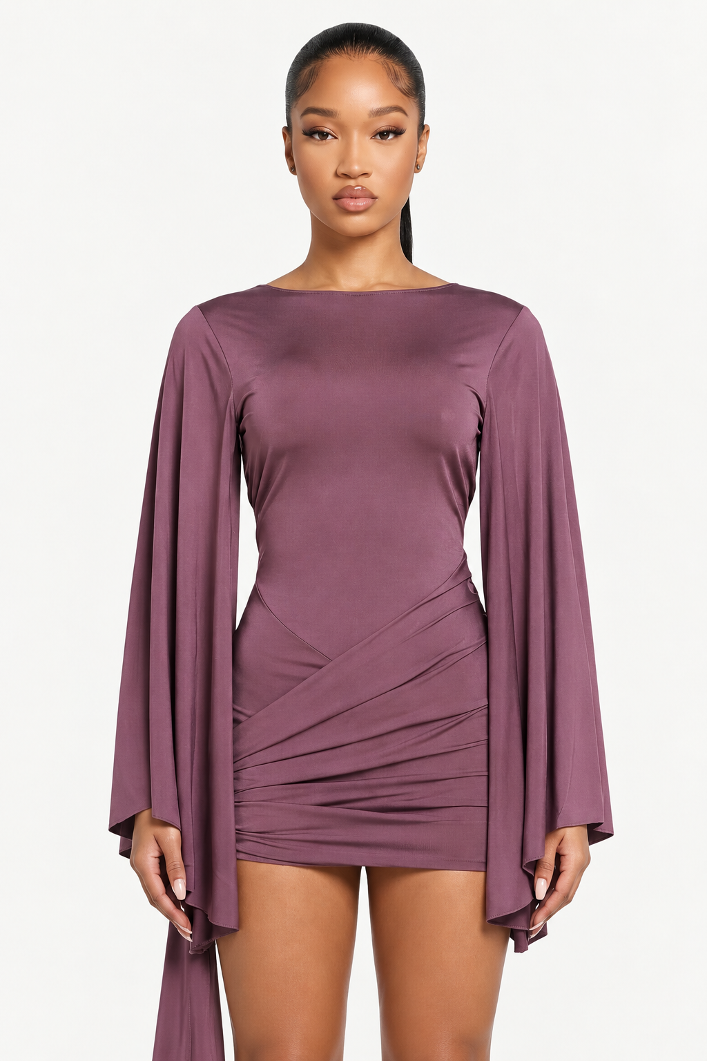 Ruched Draped Mini Dress