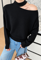Off-Shoulder Turtleneck Sweater