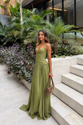 Corset Pleated Maxi Dress