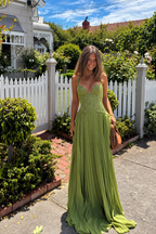 Corset Pleated Maxi Dress