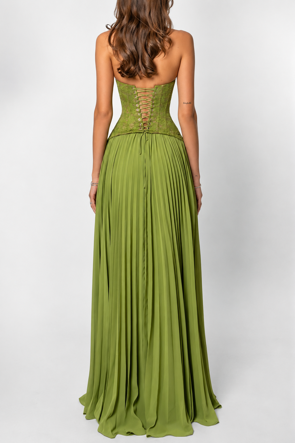 Corset Pleated Maxi Dress