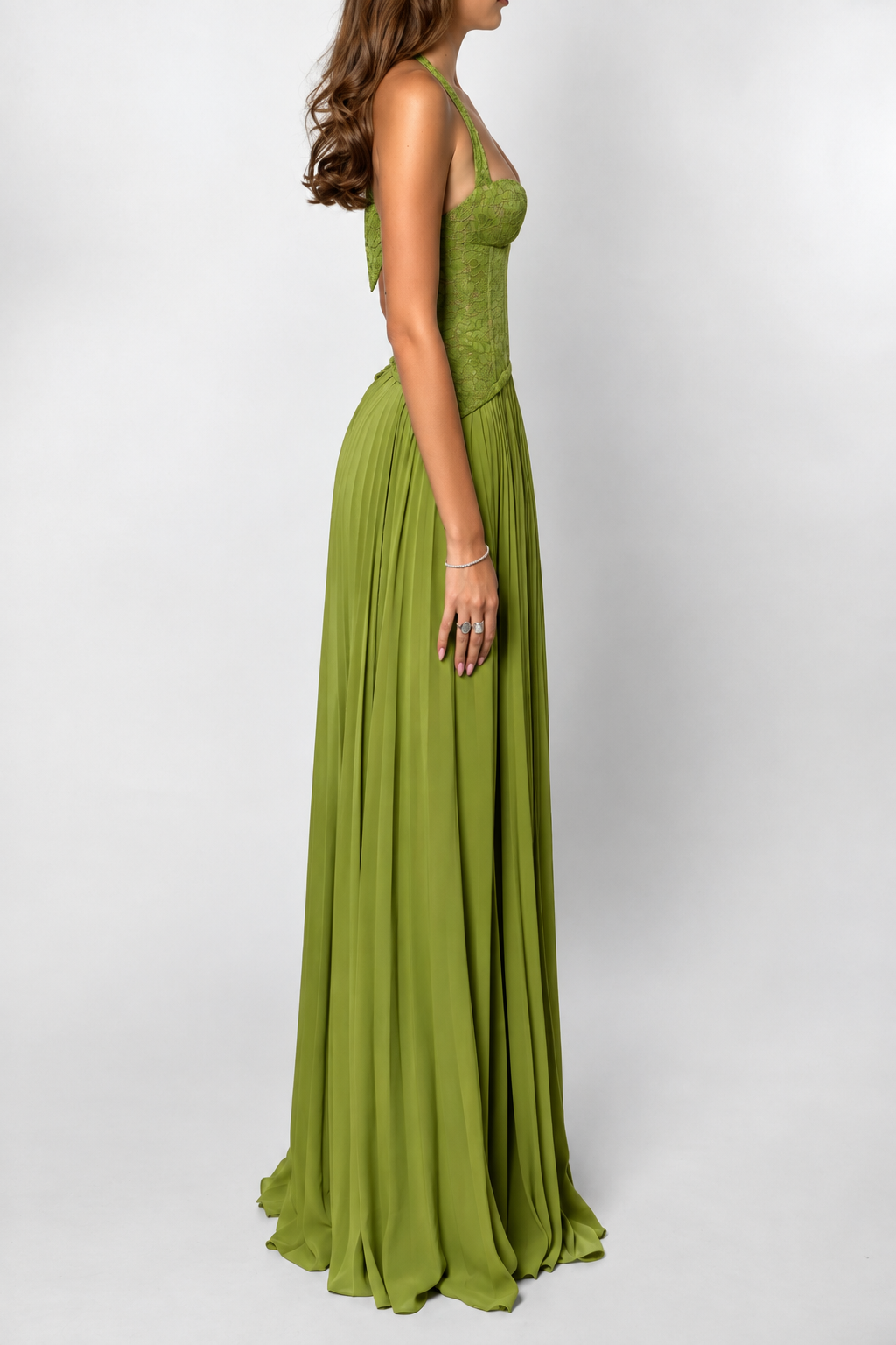 Corset Pleated Maxi Dress