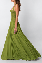 Corset Pleated Maxi Dress