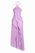 Pleated Ruffle Maxi Dress
