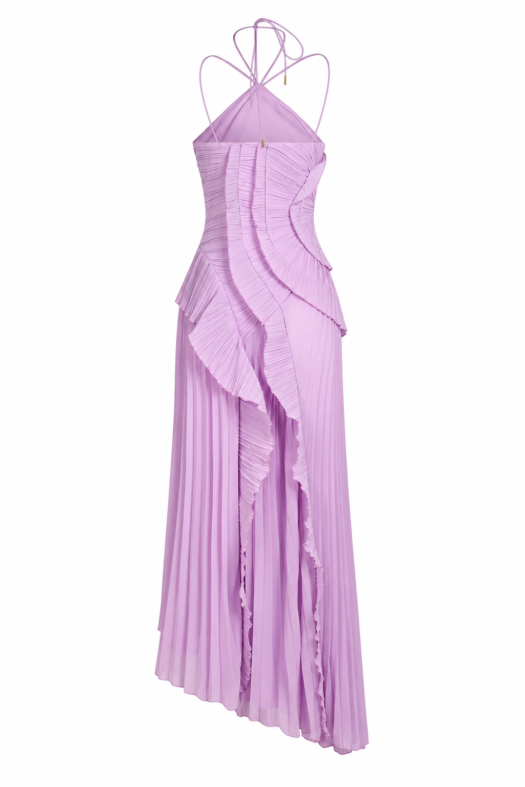 Pleated Ruffle Maxi Dress