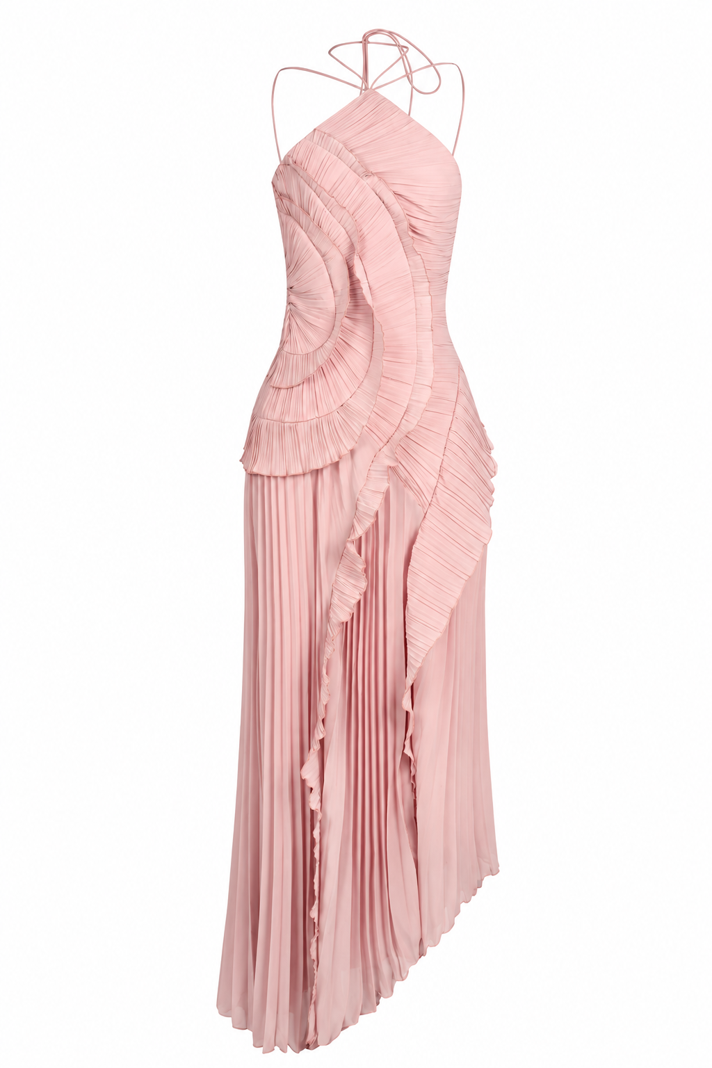 Pleated Ruffle Maxi Dress