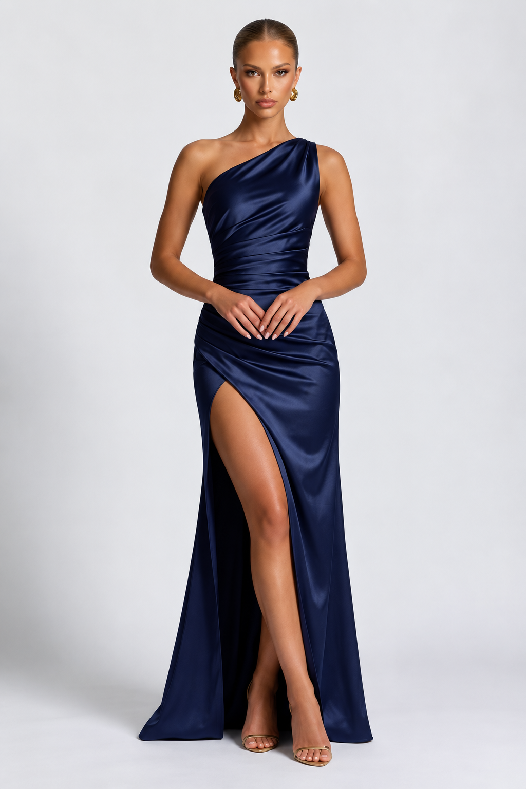 Satin One-Shoulder Maxi Dress