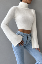 Fuzzy Turtleneck Knit Sweater