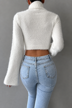 Fuzzy Turtleneck Knit Sweater