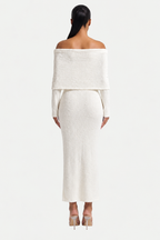 Off-Shoulder Knit Midi Dress