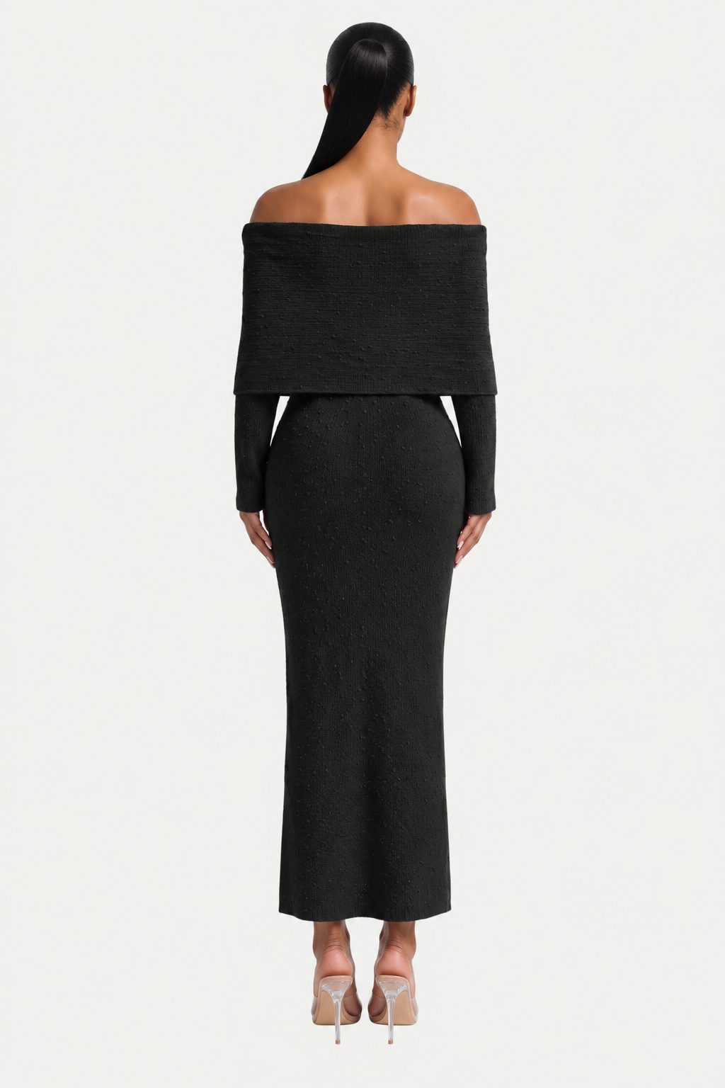 Off-Shoulder Knit Midi Dress