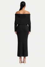 Off-Shoulder Knit Midi Dress