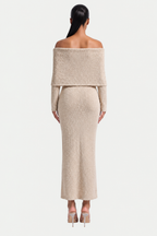 Off-Shoulder Knit Midi Dress