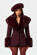 Faux Fur Trim Blazer