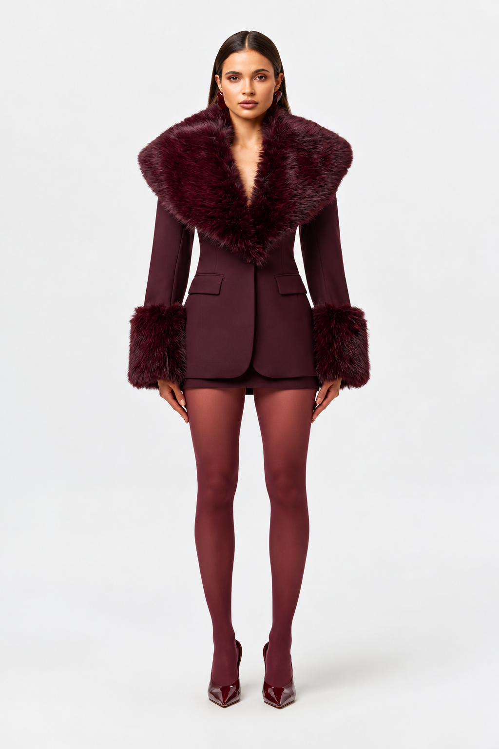 Faux Fur Trim Blazer