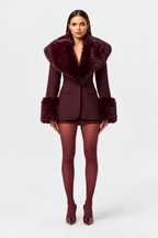 Faux Fur Trim Blazer