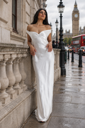 Off-Shoulder Satin Maxi Dress