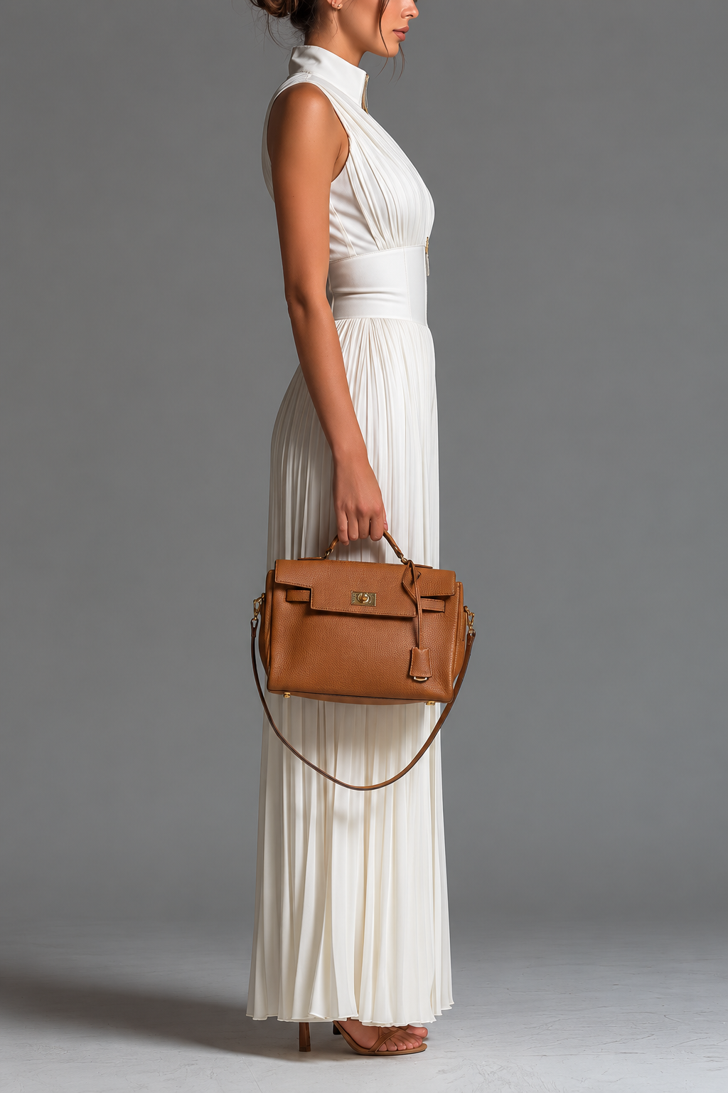 Pleated Zip-Front Wide-Leg Jumpsuit