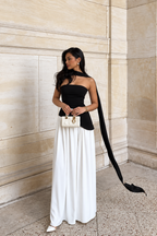 Strapless Corset Maxi Dress with Scarf