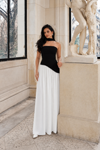 Strapless Corset Maxi Dress with Scarf