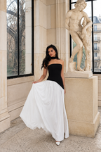 Strapless Corset Maxi Dress with Scarf