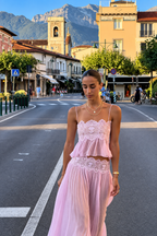 Lace Detail Pleated Two-Piece Set