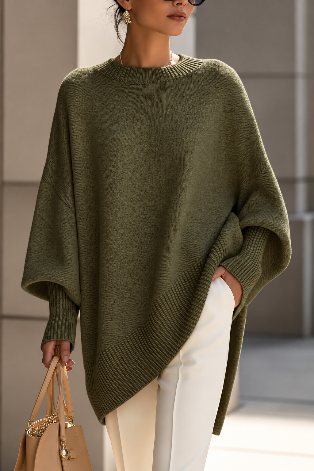 Oversized Batwing Knit Sweater
