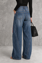 Floral Eyelet Wide-Leg Jeans