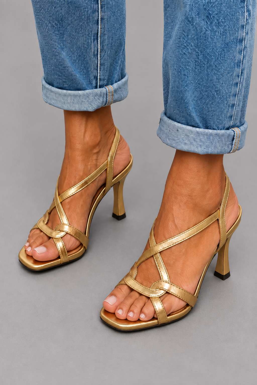 Metallic Strappy Heels