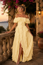 Romantic Off-Shoulder Ruffle Maxi Dress