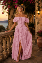 Romantic Off-Shoulder Ruffle Maxi Dress