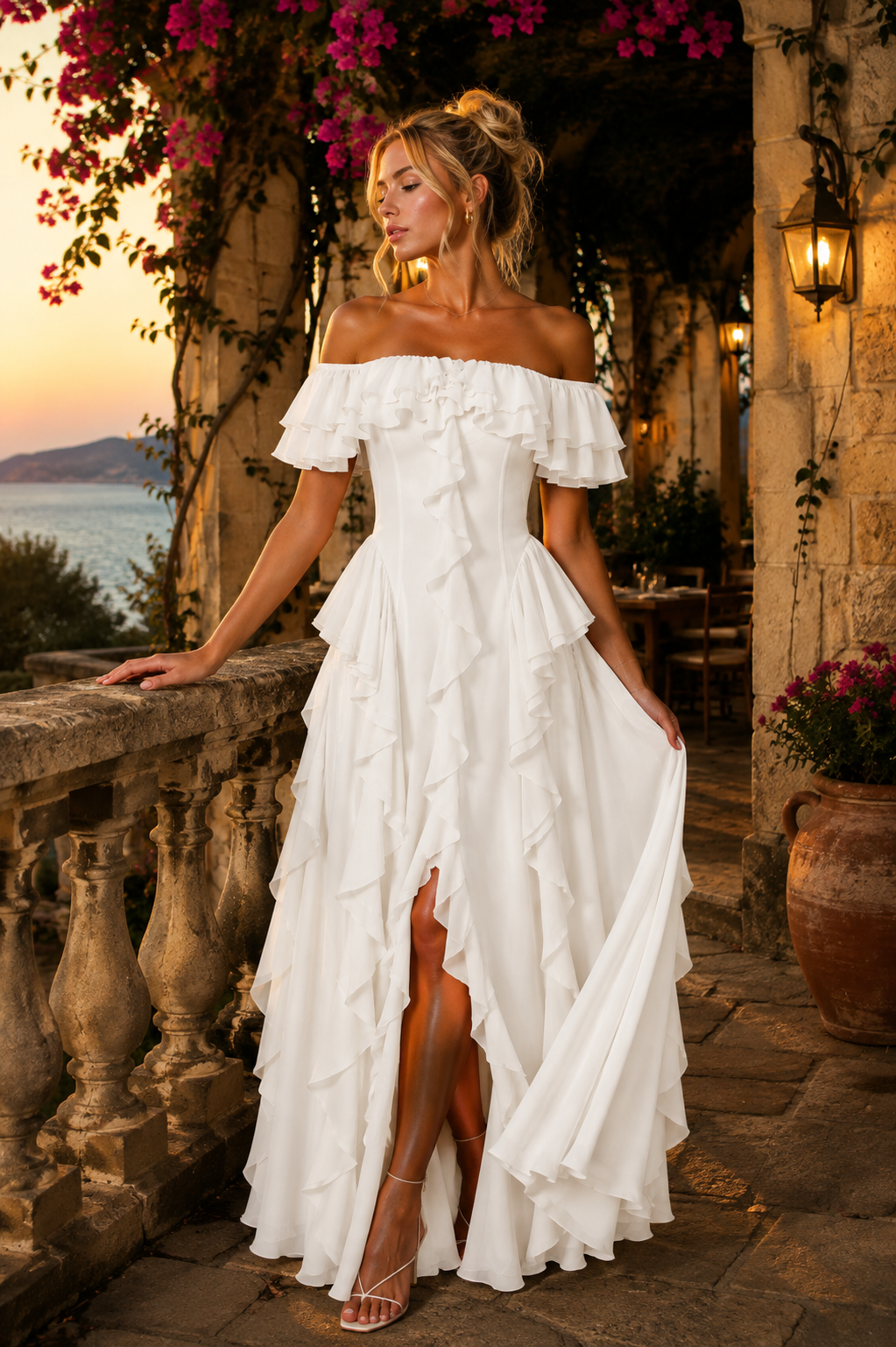 Romantic Off-Shoulder Ruffle Maxi Dress