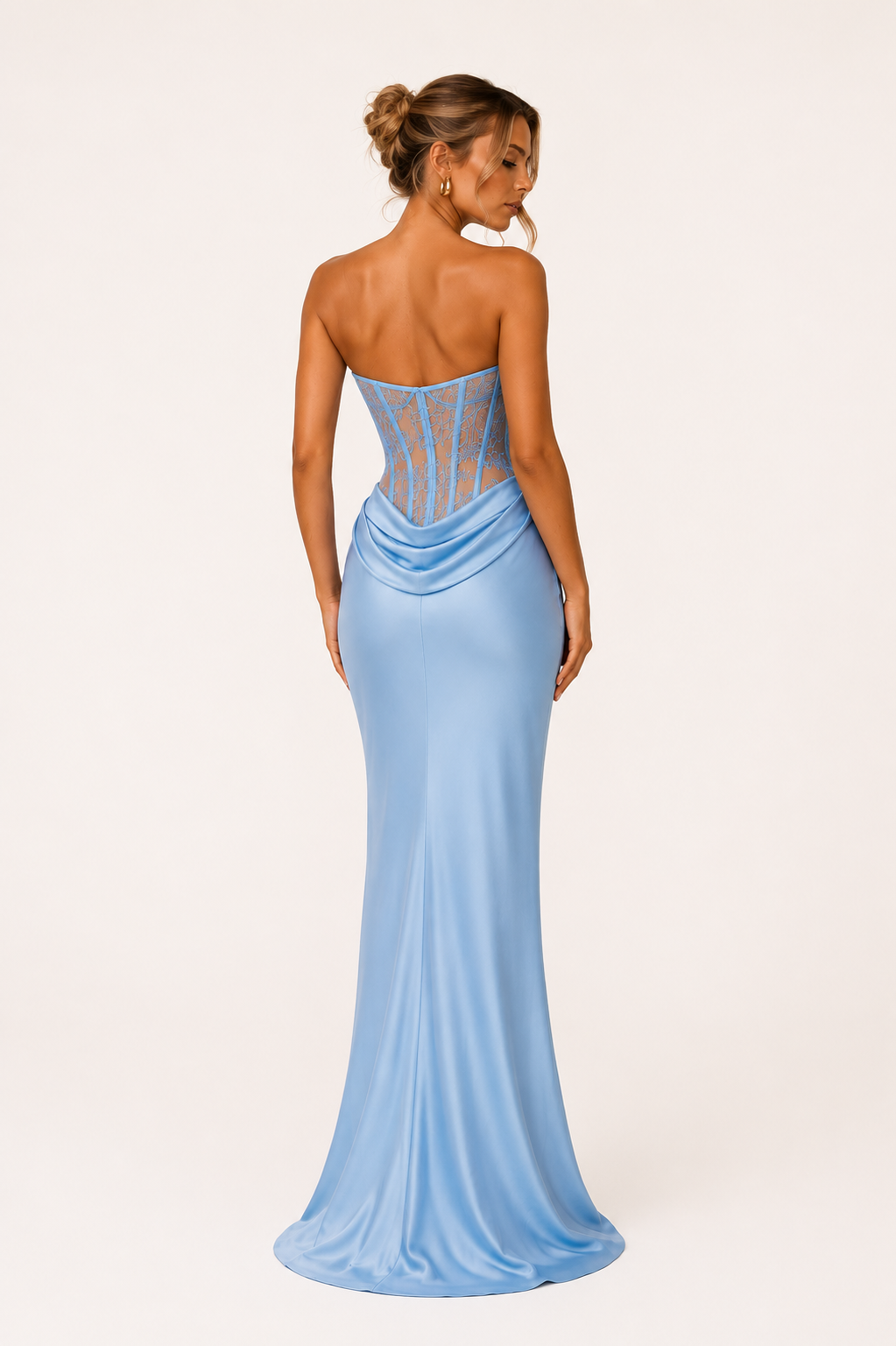 Strapless Lace Corset Maxi Dress
