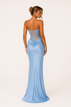 Strapless Lace Corset Maxi Dress