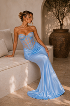 Strapless Lace Corset Maxi Dress