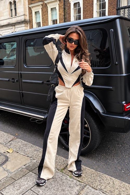 Contrast Panel Two-Piece Tracksuit Set
