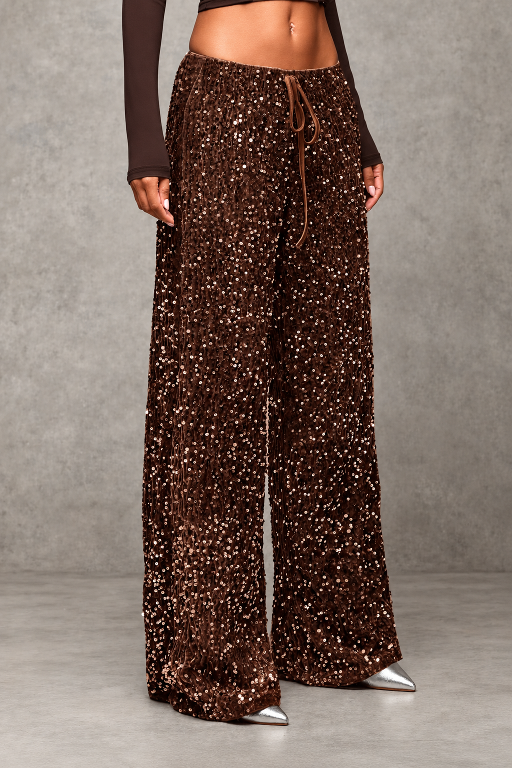 Sequin Wide-Leg Pants